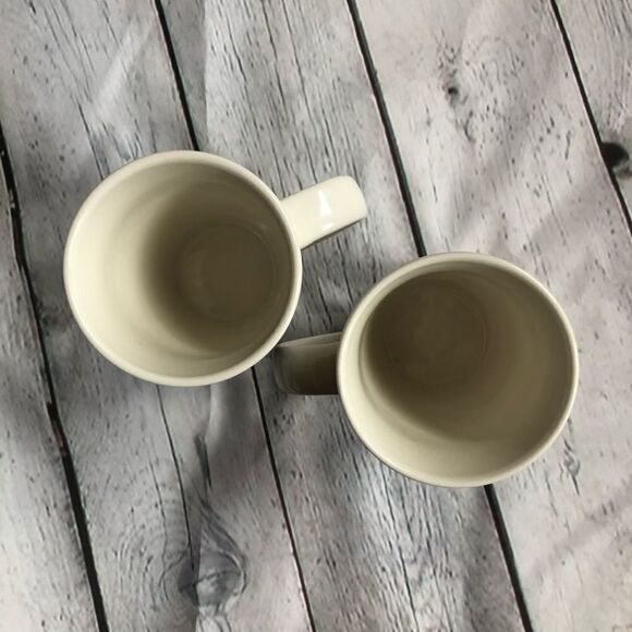 STARBUCKS 12OZ White Coffee Mug Black Logo Set Of 2 - Picture 4 of 6